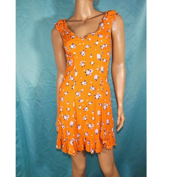 Free People Dresses & Skirts - Cute Free People ruffle trim tangerine min dress XS